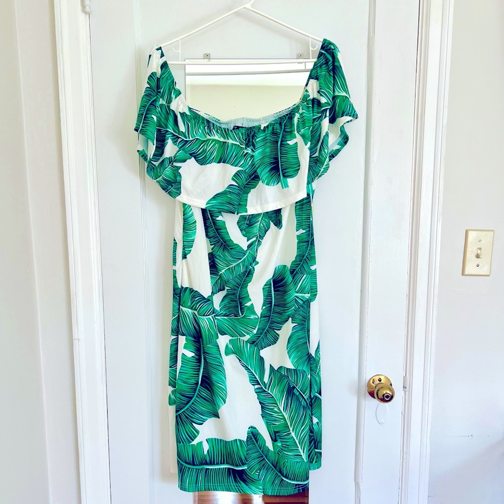 SHEIN drop shoulder palm leaf dress 2XL